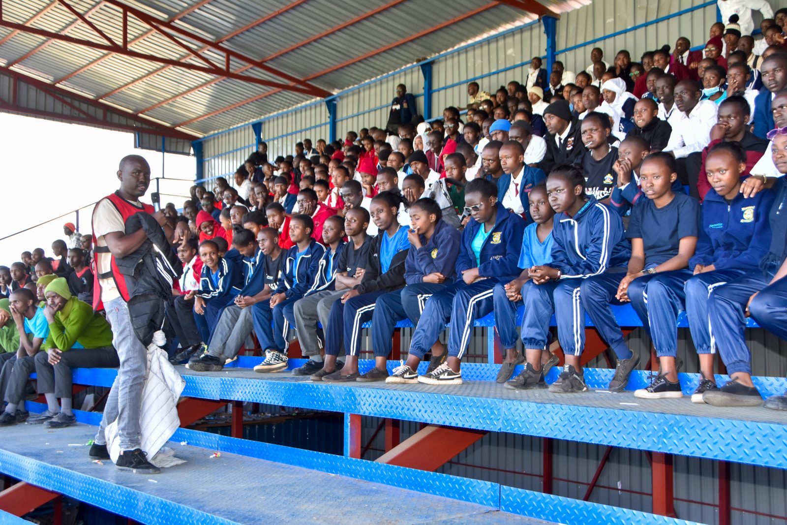 Learners gathered at the stadium